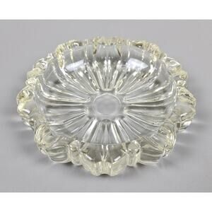 VTG Hazel Atlas Trinket Dish Clear Glass 5 Slot 4” Fluted Round Art Deco MCM